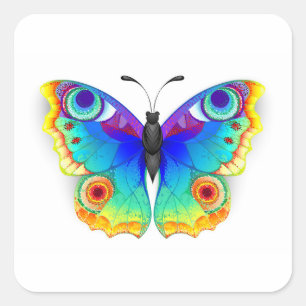 Rainbow Butterfly Peacock Eye Quadratischer Aufkleber