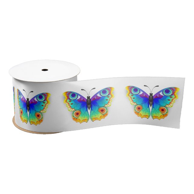 Rainbow Butterfly Peacock Eye Satinband (Spule)