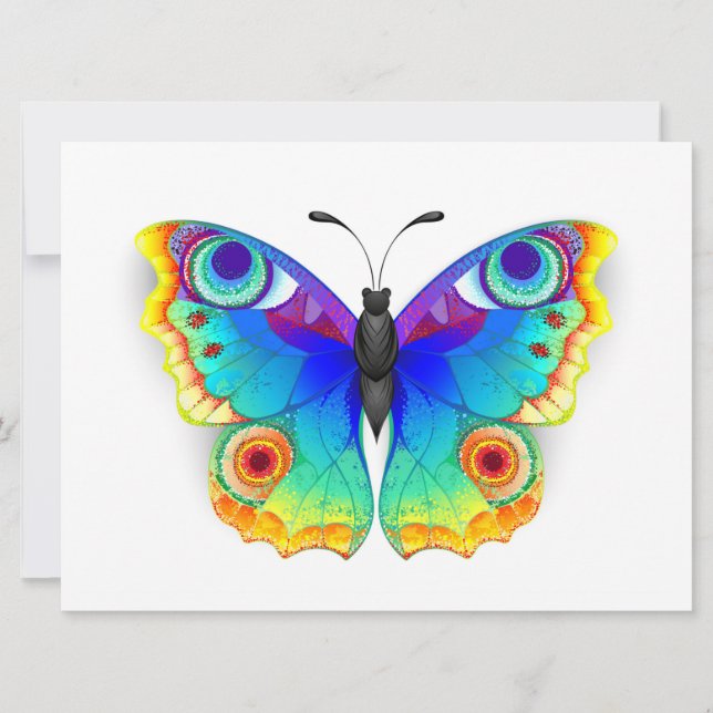 Rainbow Butterfly Peacock Eye Save The Date (Vorderseite)