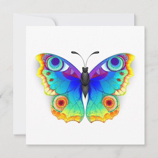 Rainbow Butterfly Peacock Eye Save The Date (Vorderseite)