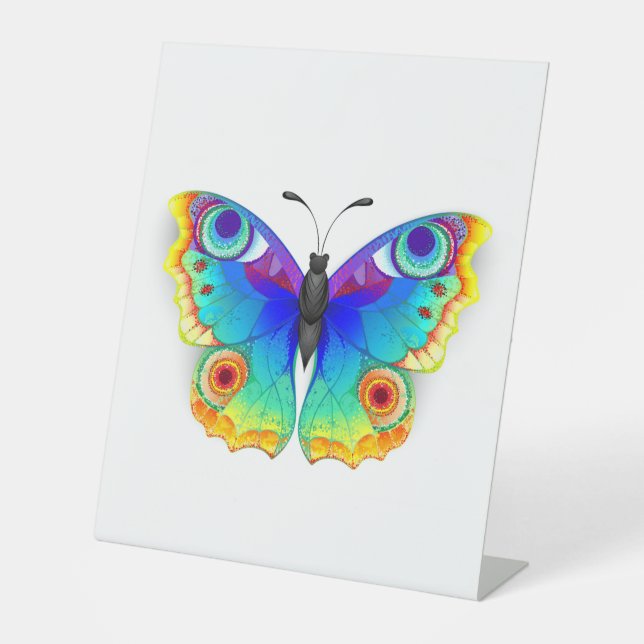 Rainbow Butterfly Peacock Eye Sockelschild (Vorderseite)
