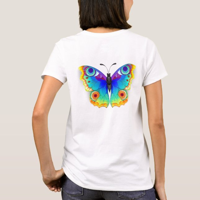 Rainbow Butterfly Peacock Eye T-Shirt (Rückseite)