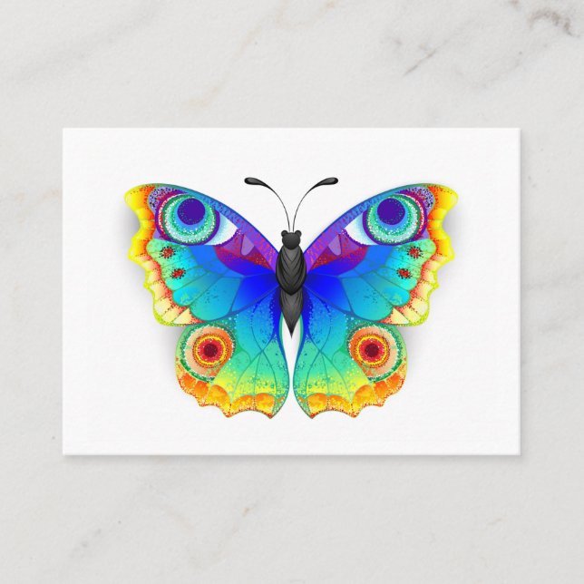 Rainbow Butterfly Peacock Eye Telefonnummerkarte (Vorderseite)
