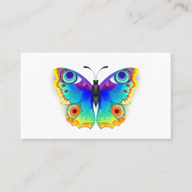 Rainbow Butterfly Peacock Eye Telefonnummerkarte (Vorderseite)