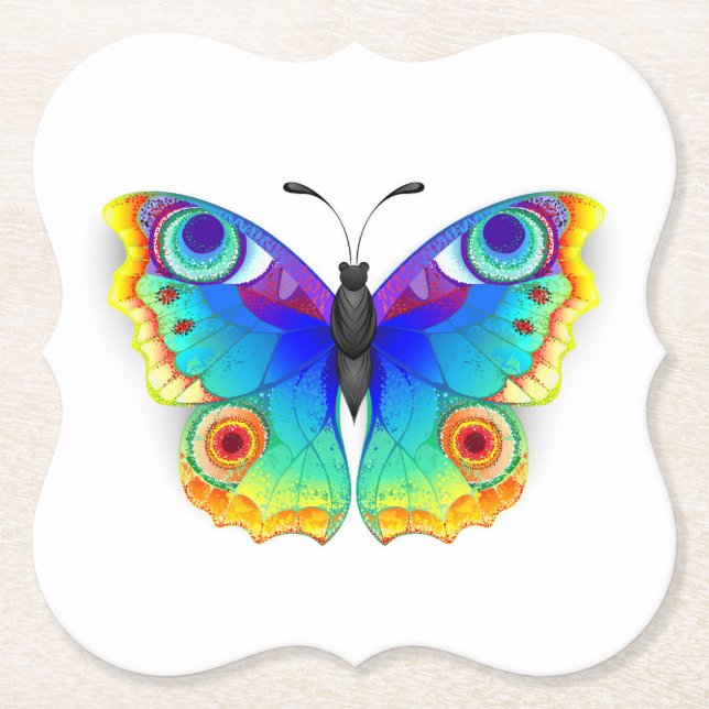 Rainbow Butterfly Peacock Eye Untersetzer (Vorderseite)