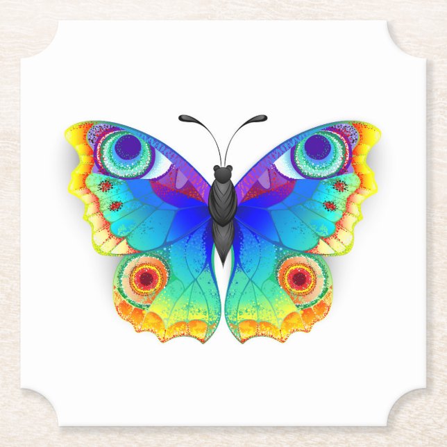 Rainbow Butterfly Peacock Eye Untersetzer (Vorderseite)