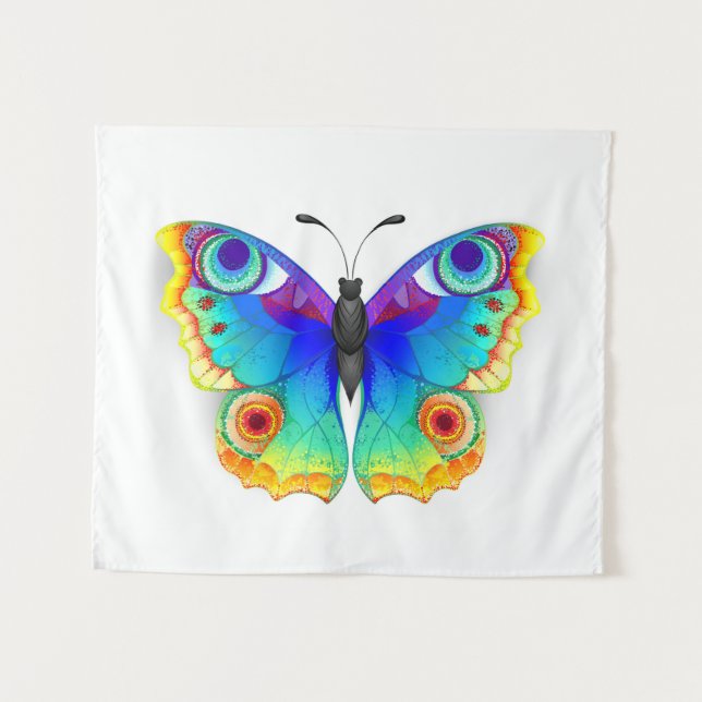 Rainbow Butterfly Peacock Eye Wandteppich (Vorderseite (Horizontal))