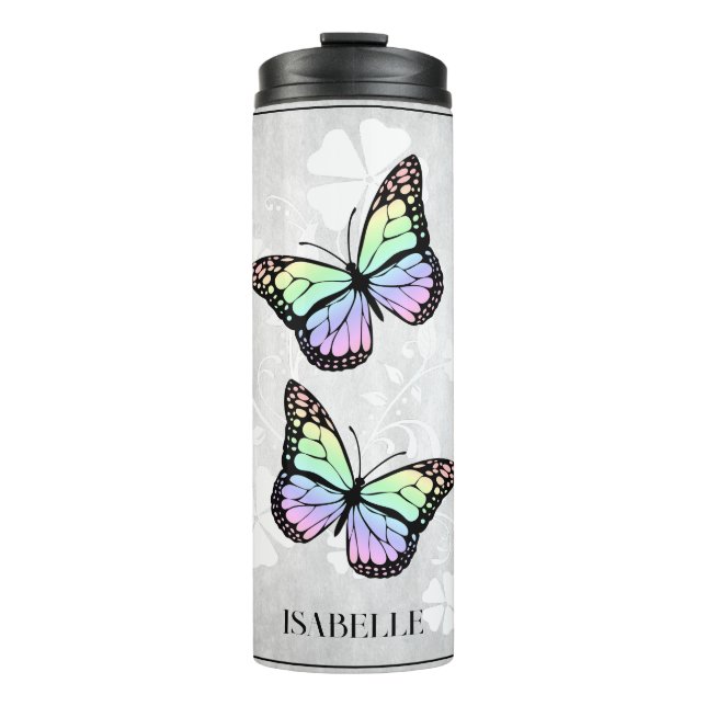 Rainbow Butterfly Personalisiert Thermosbecher (Vorderseite)