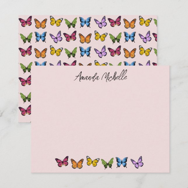 Rainbow Butterfly Personalisierte Mitteilungskarte (Vorne/Hinten)