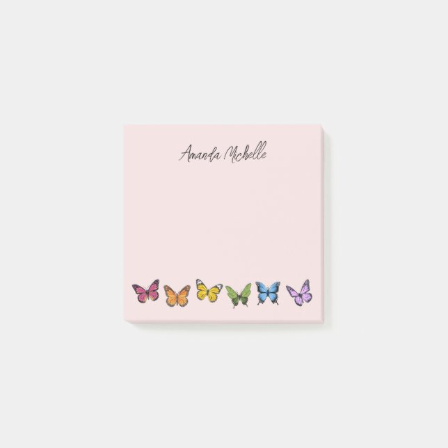 Rainbow Butterfly Personalisierte Post-It-Notes Post-it Klebezettel (Vorderseite)