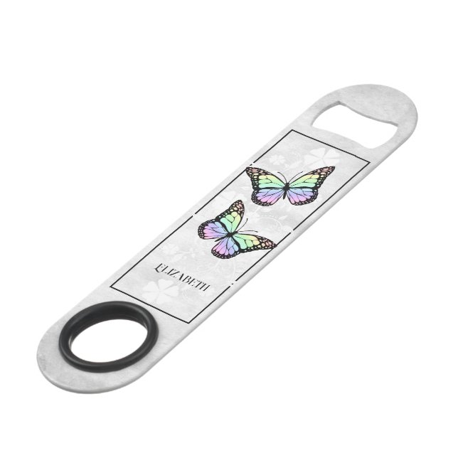 Rainbow Butterfly Personalisierter Bar Key (Vorderseite Schrägansicht)