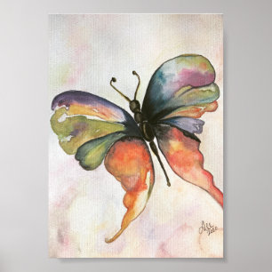 Rainbow Butterfly Premium Leinwand Poster (12x18)