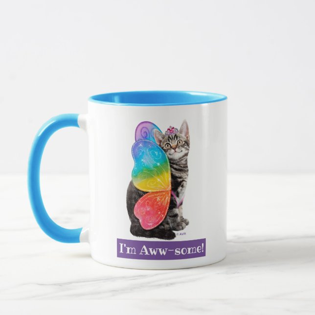 Rainbow Butterfly Princess Kitten Tasse (Links)