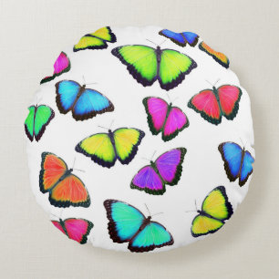 Rainbow Butterfly Rundes Kissen