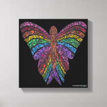 Rainbow Butterfly (schwarz) - Canvas Print