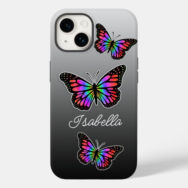 Rainbow Butterfly und Ihr Name Personalisiert Case-Mate iPhone Hülle (Rückseite)