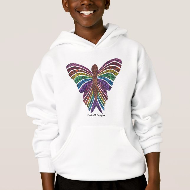 Rainbow Butterfly (weiß) - Boy's Hoodie (Vorderseite)