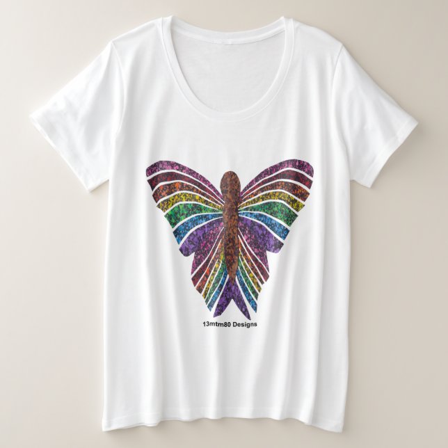Rainbow Butterfly (weiß) - Plus Size T - Shirt (Design vorne)