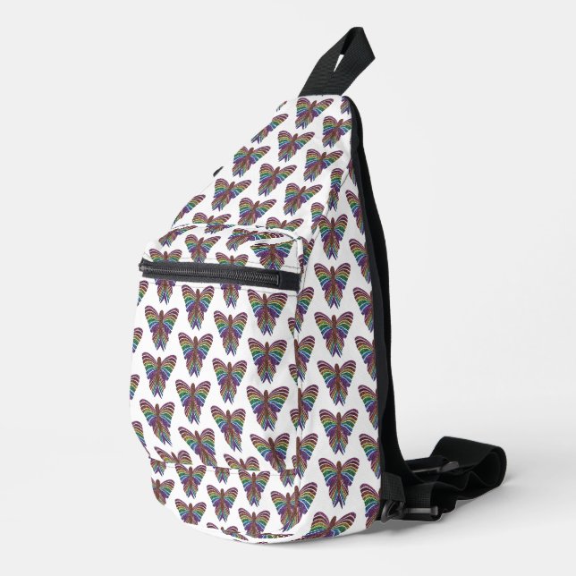Rainbow Butterfly (white) - Sling Bag (Rechte Ecke)