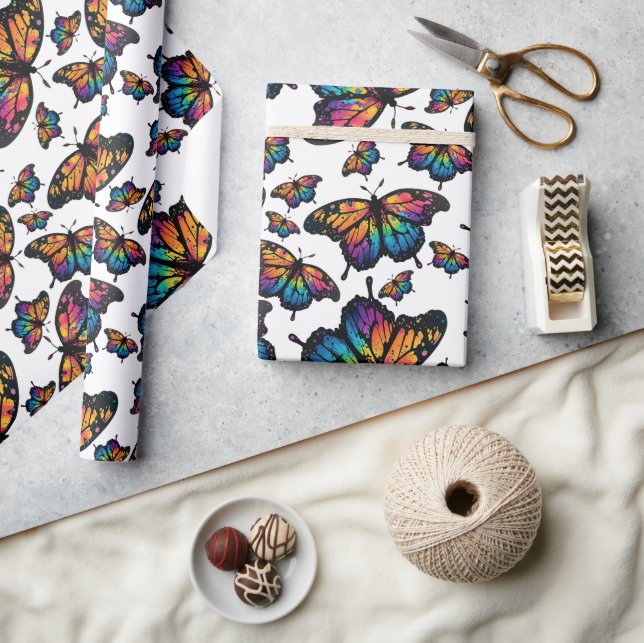 Rainbow Butterfly Wrapping Paper, farbig Geschenkpapier (Kunsthandwerk)