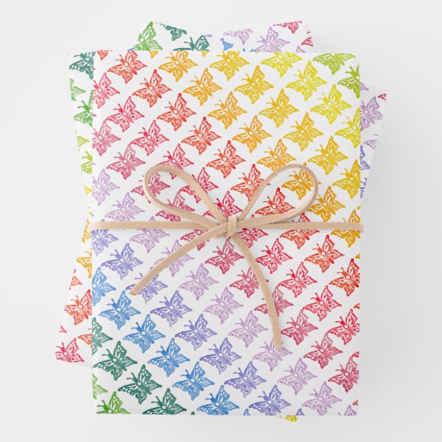 Rainbow Butterfly Wrapping Paper Sheets Geschenkpapier Set (Beispiel)