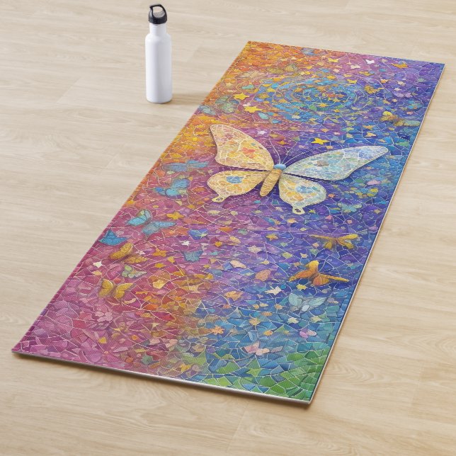 Rainbow Butterfly Yoga Mat Hübsches farbiges Mosai Yogamatte (Beispiel)