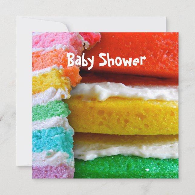Rainbow Cake Baby Dusche Einladung (Vorderseite)
