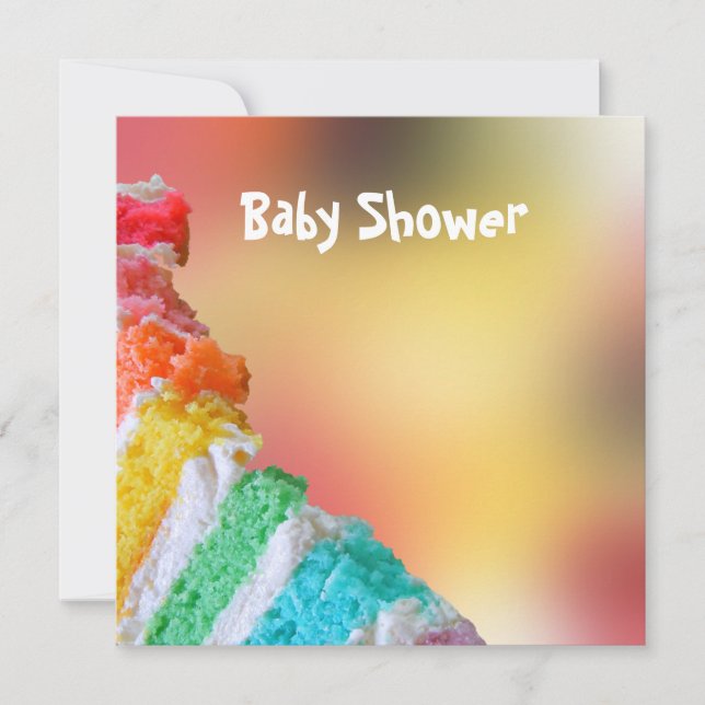 Rainbow Cake Baby Dusche Einladung (Vorderseite)