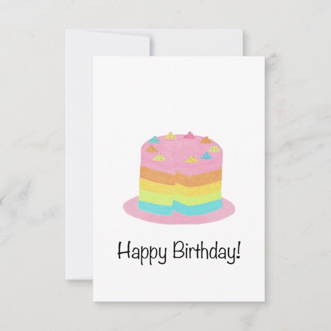 Rainbow Cake Birthday Card Dankeskarte (Vorderseite)
