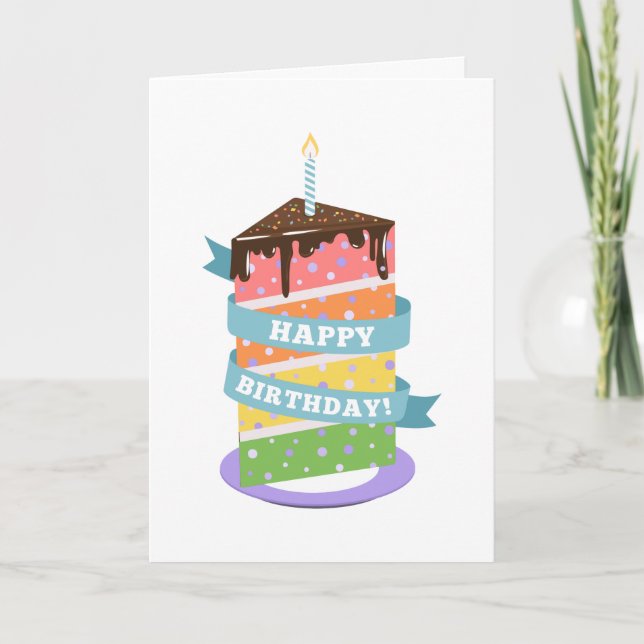 Rainbow Cake Birthday Card Karte (Vorderseite)