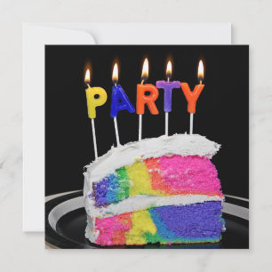 Rainbow Cake Birthday Party Einladung