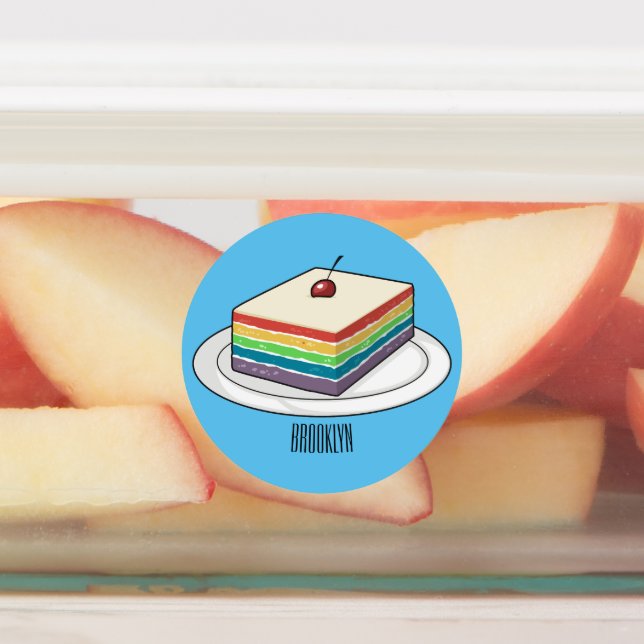 Rainbow cake Cartoon Etiketten (Befestigt)