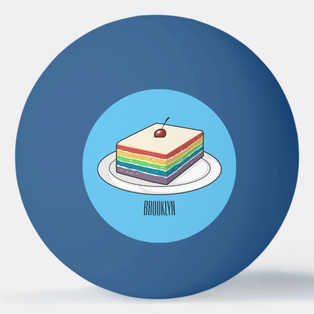 Rainbow cake Cartoon Tischtennisball (Vorderseite)