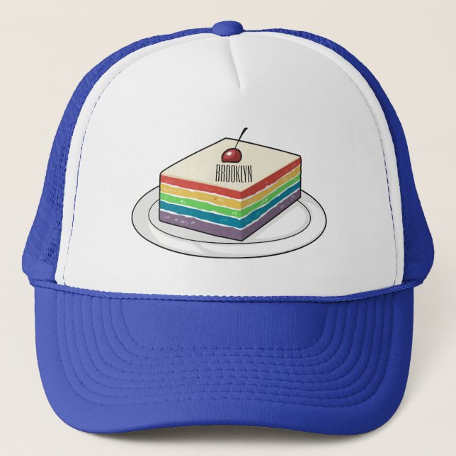 Rainbow cake Cartoon Truckerkappe (Vorderseite)