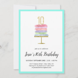 Rainbow Cake | Einladung zum 10. Geburtstag