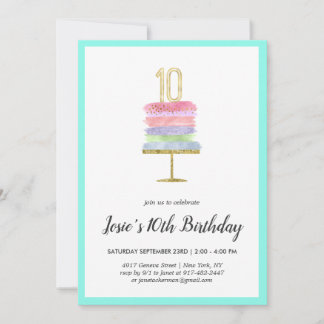 Rainbow Cake | Einladung zum 10. Geburtstag