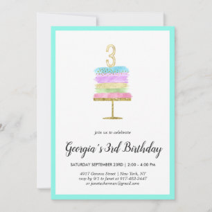 Rainbow Cake   Einladung zum 3. Geburtstag