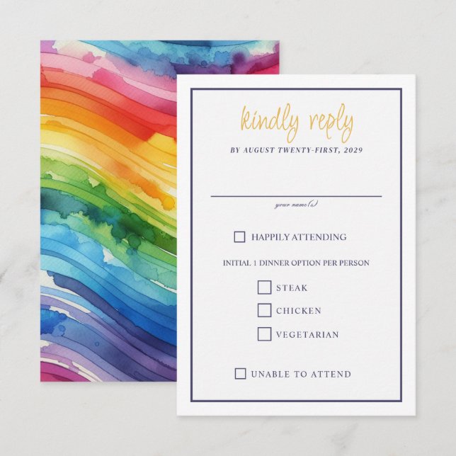 Rainbow Cake Food Choice RSVP Card Karte (Vorne/Hinten)