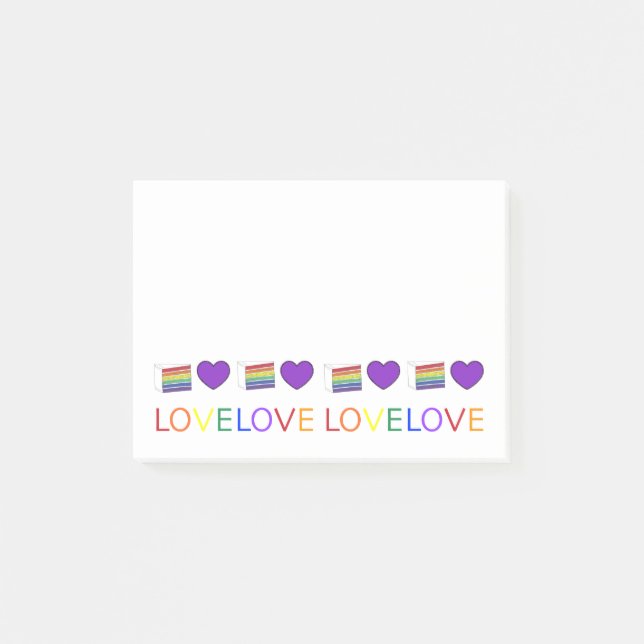Rainbow Cake Lila Heart LIEBE Gay Pride Post its Post-it Klebezettel (Vorderseite)