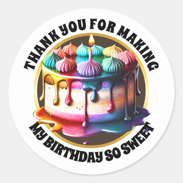 Rainbow cake meringue Dessert Süßigkeiten moderne  Runder Aufkleber (Vorderseite)