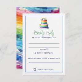 Rainbow Cake RSVP Karte