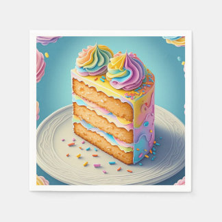 " RAINBOW CAKE SLICE " SERVIETTE