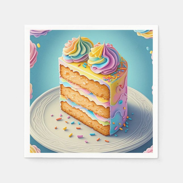 " RAINBOW CAKE SLICE " SERVIETTE (Vorderseite)