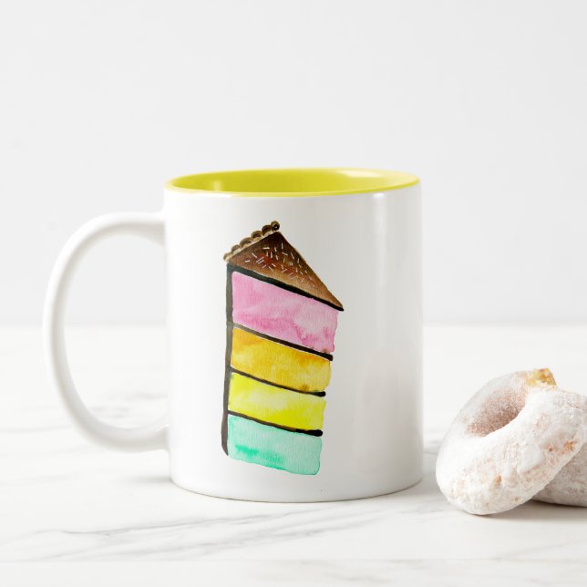 Rainbow Cake Wasserfarbe niedlich Zweifarbige Tasse (Mit Donut)