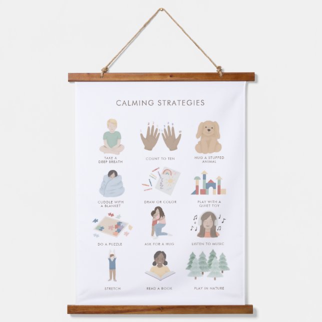 Rainbow Calming Strategien Klassendekoration Wandteppich Mit Holzrahmen (Vorderseite)