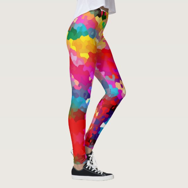 Rainbow Camouflage Leggings - Farbenfrohe Pflanzen (Rechts)