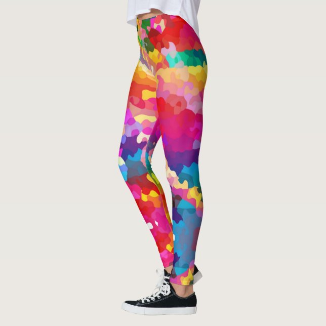 Rainbow Camouflage Leggings - Farbenfrohe Pflanzen (Links)