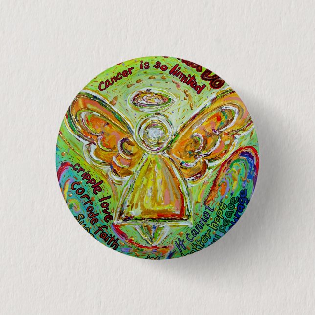 Rainbow Cancer Angel Painting Buttone oder Buttons (Vorderseite)