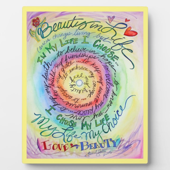 Rainbow Cancer Gedicht Affirmation Art Plaque Fotoplatte (Vorderseite)