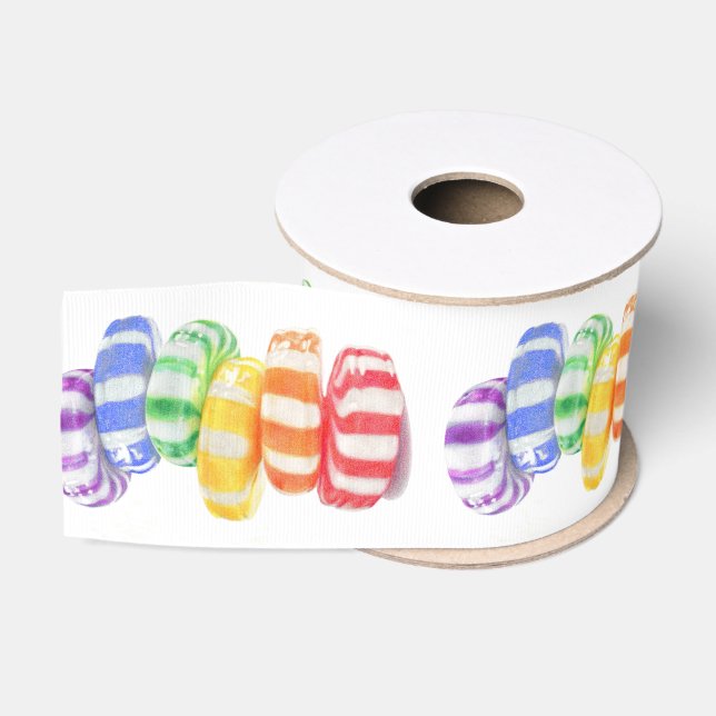 RAINBOW CANDY 3" Wide Grosgrain Ribbon Ripsband (Spule)